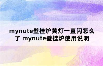 mynute壁挂炉黄灯一直闪怎么了 mynute壁挂炉使用说明